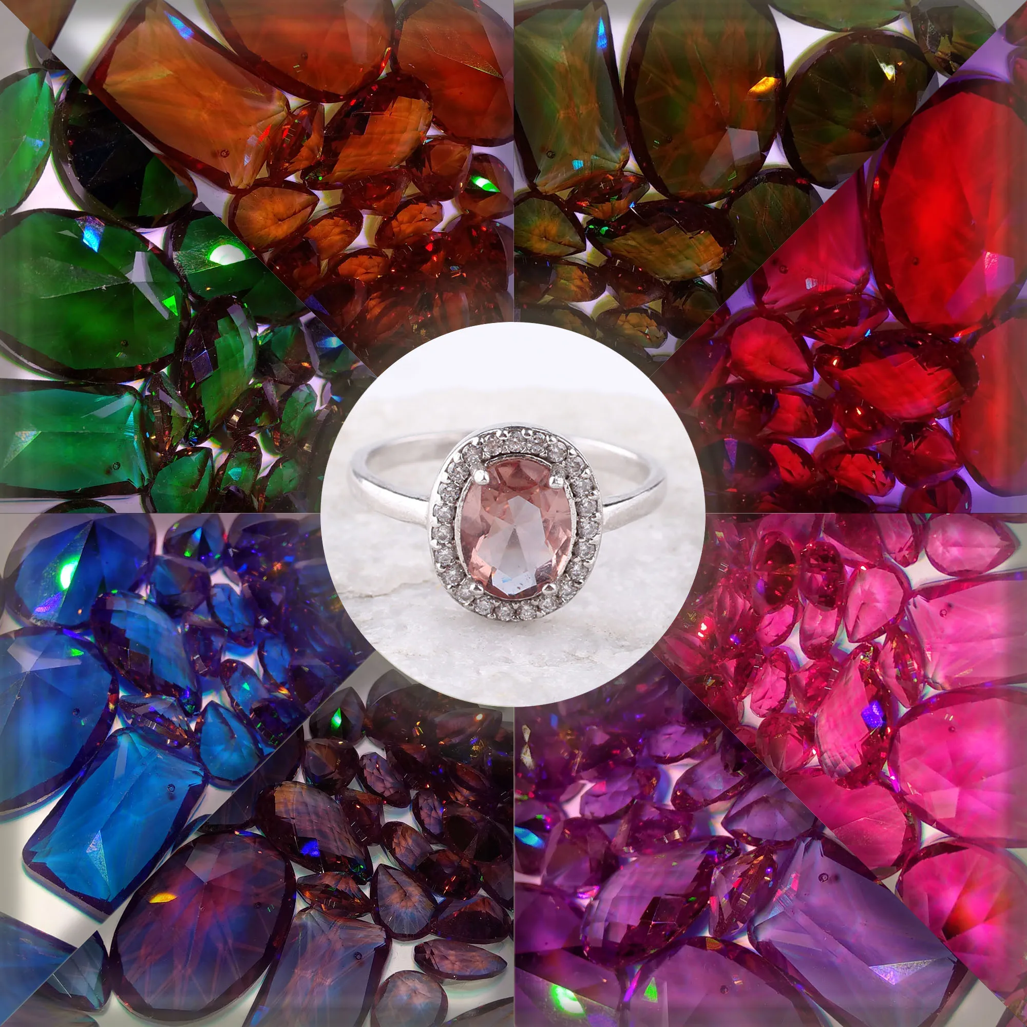 Овальный зултанит с множеством камней из циркония кольцо ручной работы