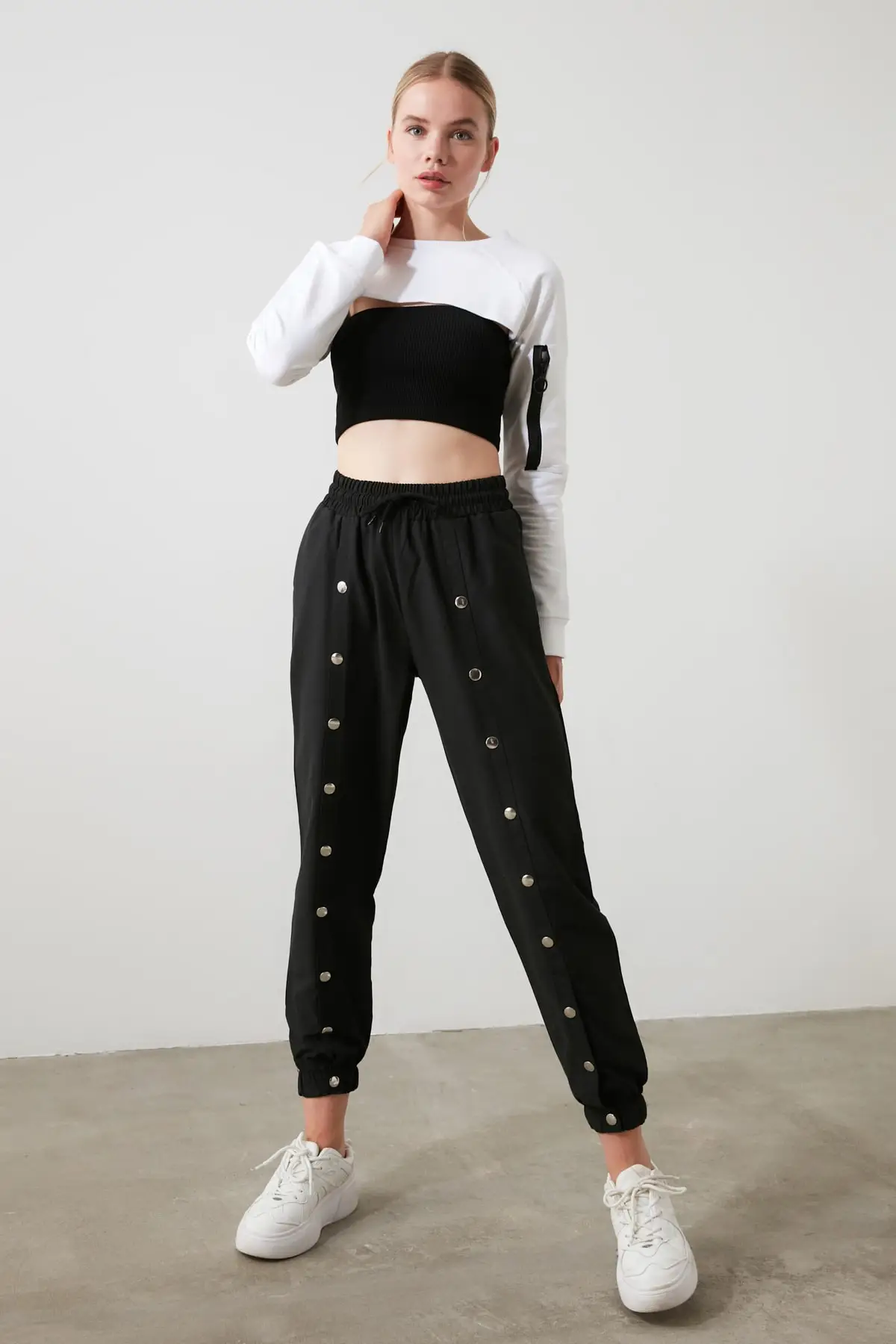 

Black Snap-On Jogger Sport Sweatpants Sports Casual Korean Style new 2021 Model