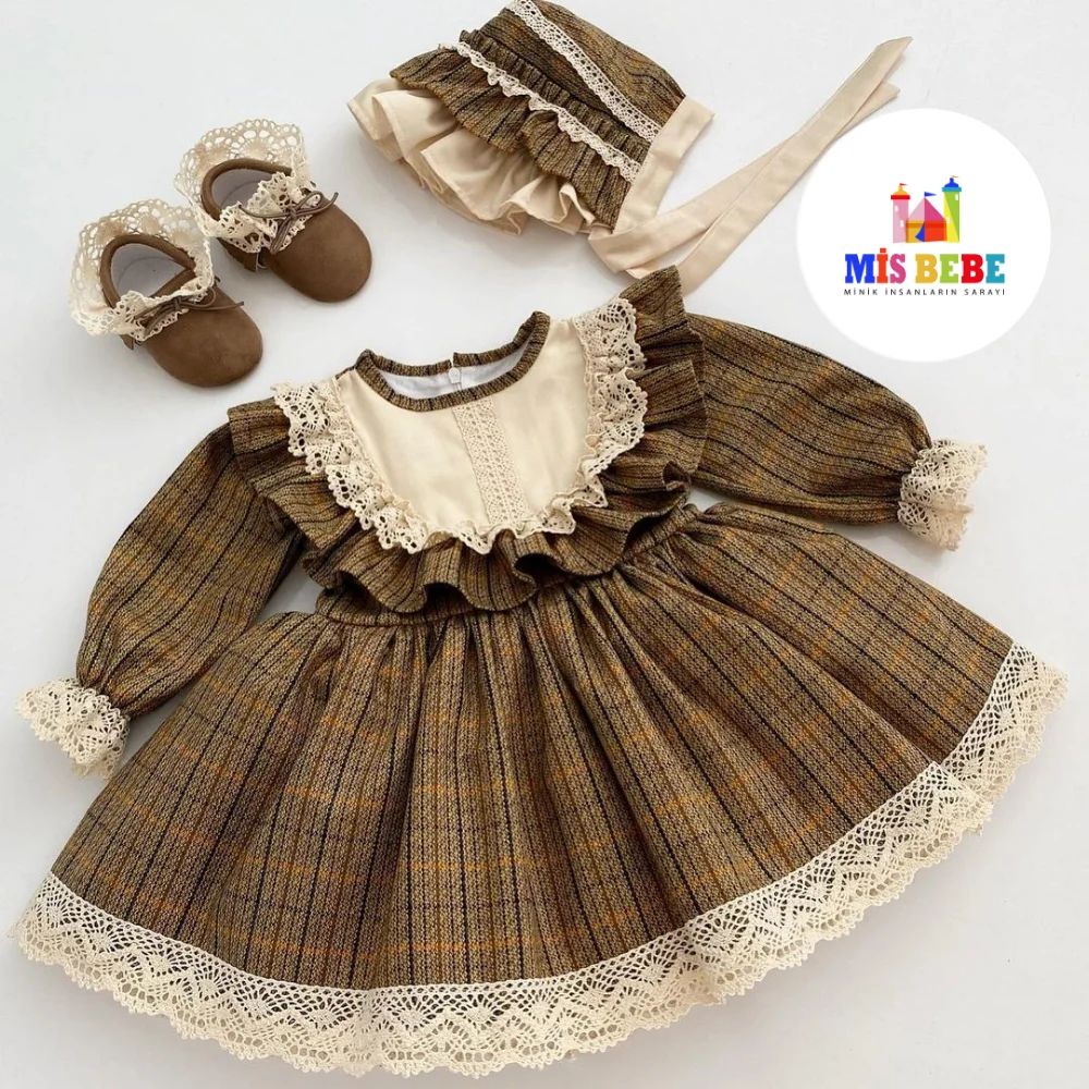 3-Pcs Dress Hat Shoes Clothing Sets Suede Autumn Spring Summer Kids Costum toddler ball gownes Children