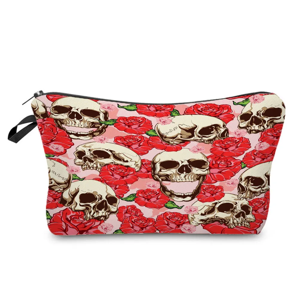 

Halloween Candy Bag Red Rose Skull Cosmetics Bags Fashion Cool Makeup Bag Hot Sale Small Toiletry Bag High Quality Storage Bags