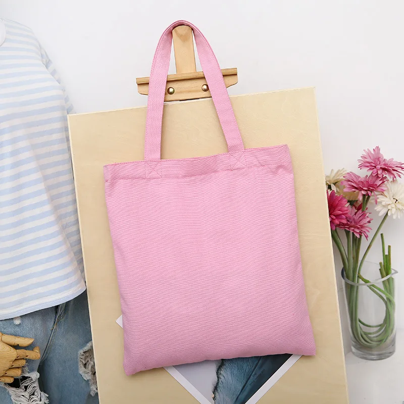 

Canvas Shoulder Bags for Girls Shopper Bag Solid Color Blank Handbag Student Succinct