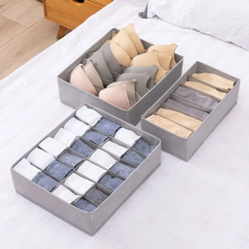 

3 Pezzi Scatola Di Immagazzinaggio Pieghevole Multisize Tessuto Non Tessuto Armadio Cassetto Armadio Rettangolo Custodia Reggise