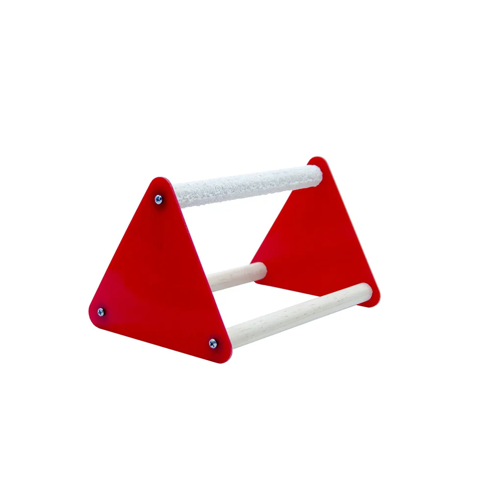 

Acrylic Triangle Stand Bird Parrot Stand Perch Bracket Bite Grinder Claw Funny Chewing Toys Parrot Supplies Triangle Ladder Toys