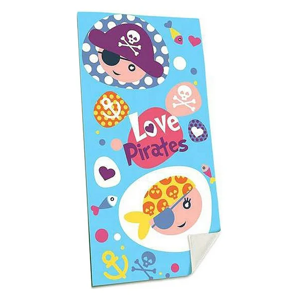Пляжное полотенце Любовь Пираты синий (70X140 см)|Полотенца для плавания| |