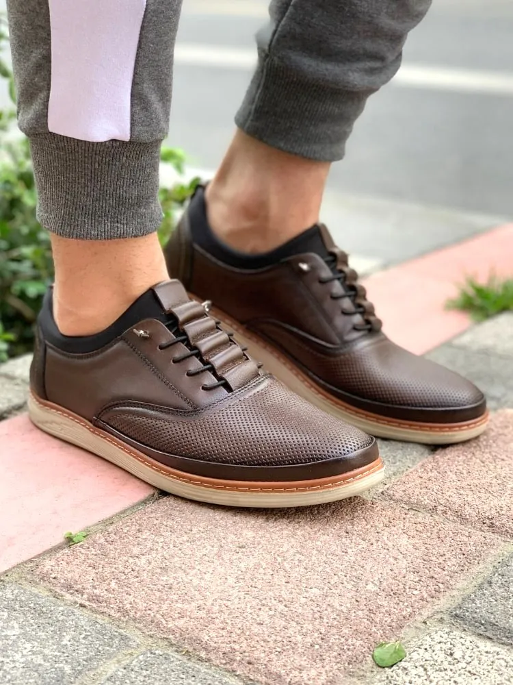 

Genuine Leather Men 'S Shoes Daily Wear Suitable For Comfortable Black Brown Color Lace-Up New Season Load Light Sport
