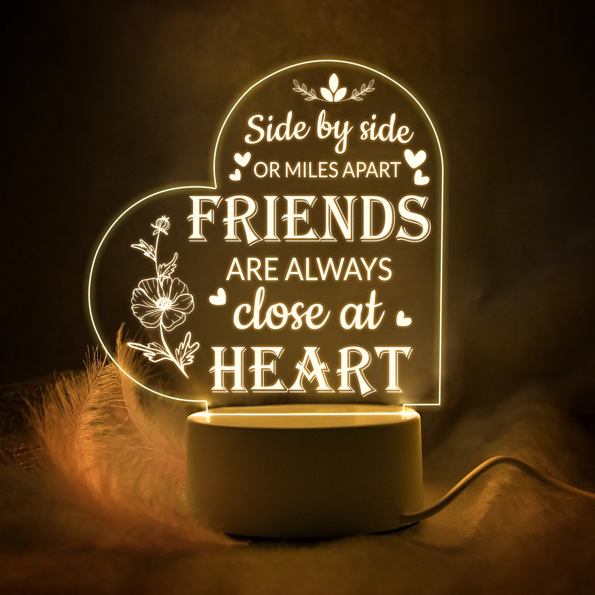 Night Light LED Friendship Lamp Wedding Anniversary Christmas Gifts Best Friend Birthday Gifts for Women Sister