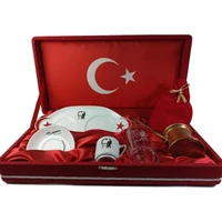 gural porcelain ataturk velvet boxed porcelain coffee cup set with coffee cup glass saucer coffee pot and tray stylish gift