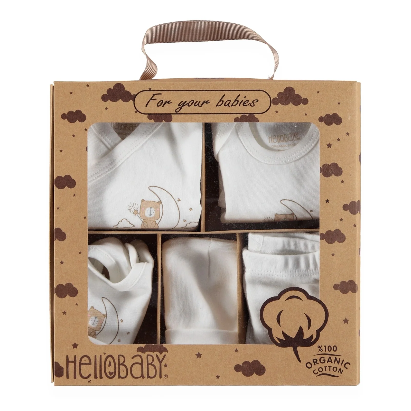 Ebebek HelloBaby органический пакет для новорожденных в коробке 5 шт. (Одежда мальчиков