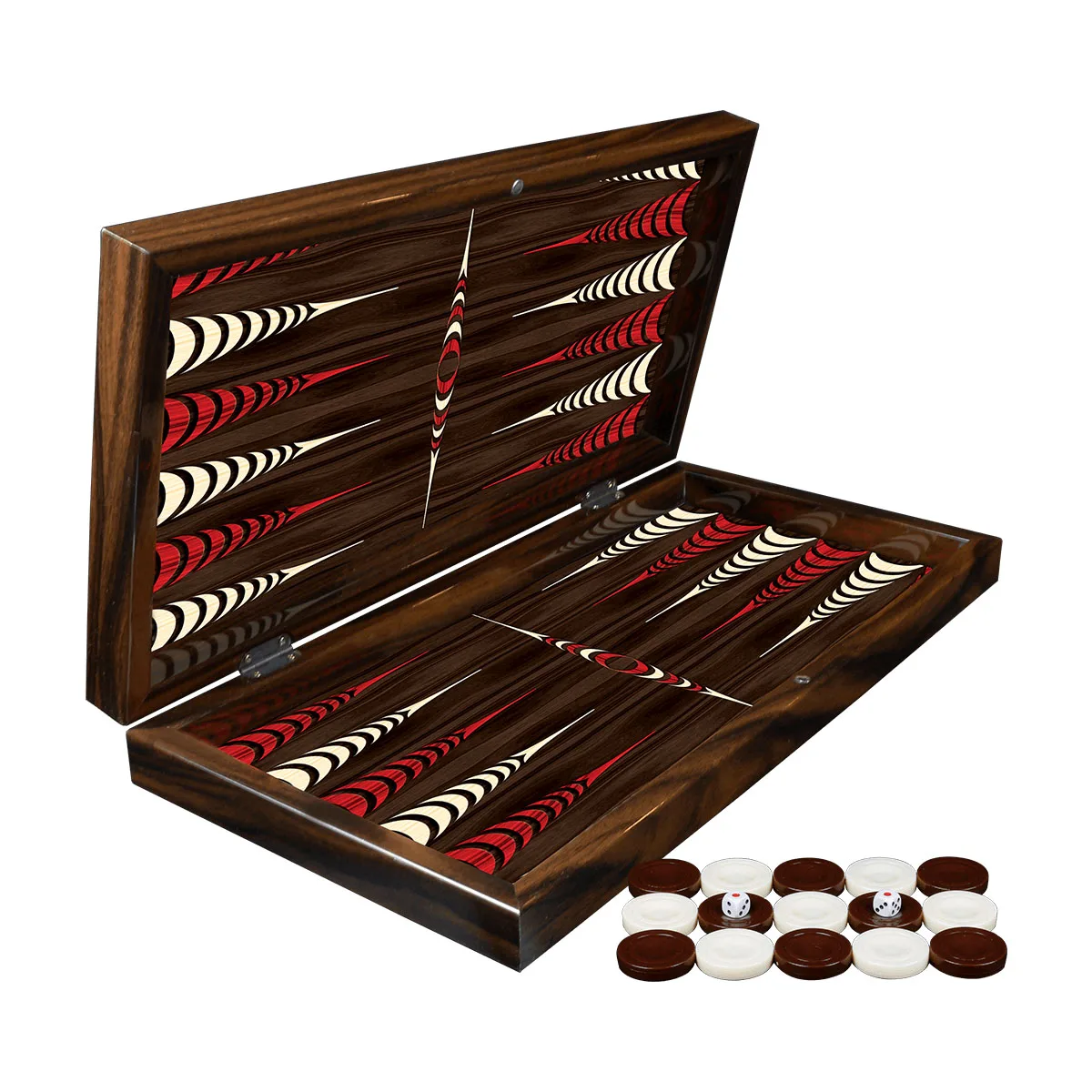Premium Wooden Walnut Backgammon Board Game Set With Pieces