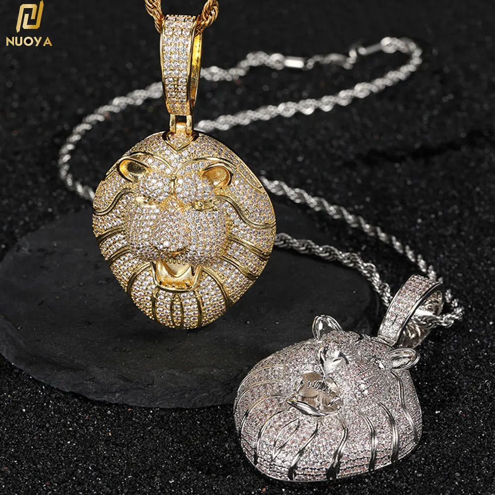 Ювелирные изделия в стиле хип-хоп кулон виде головы льва из кубического циркония