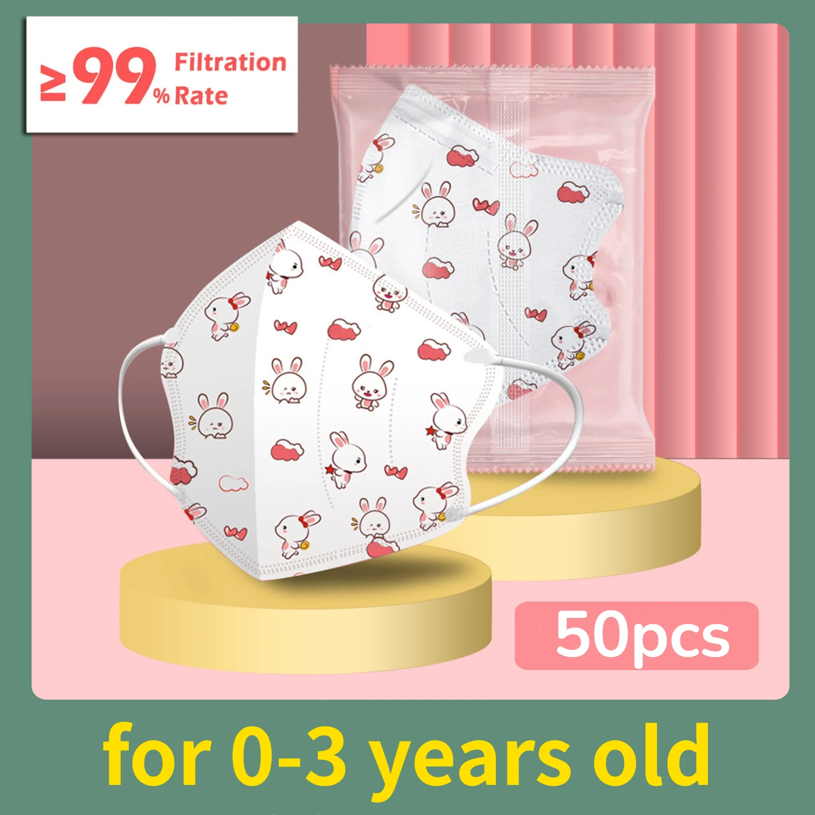 10-50 шт. Детские 4-слойные маски с мультяшным принтом | Безопасность и защита