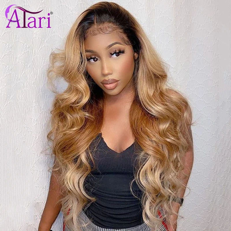 30 дюймов объемная волна Синтетические волосы на кружеве парик Мёд Цвет 1B 27
