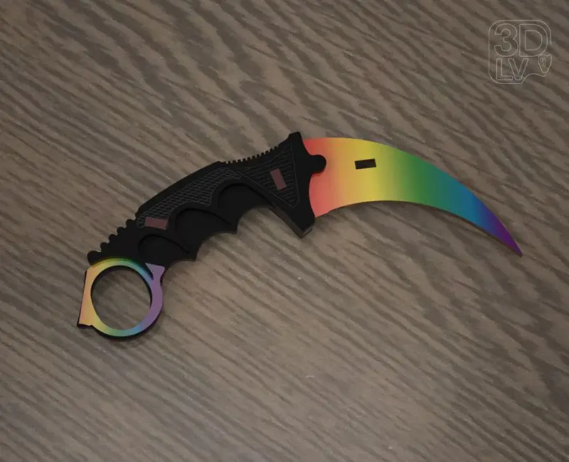 Нож karambit №3 CS:GO дерево-фанера 1:1 собранный с наклейками | Канцтовары для офиса и