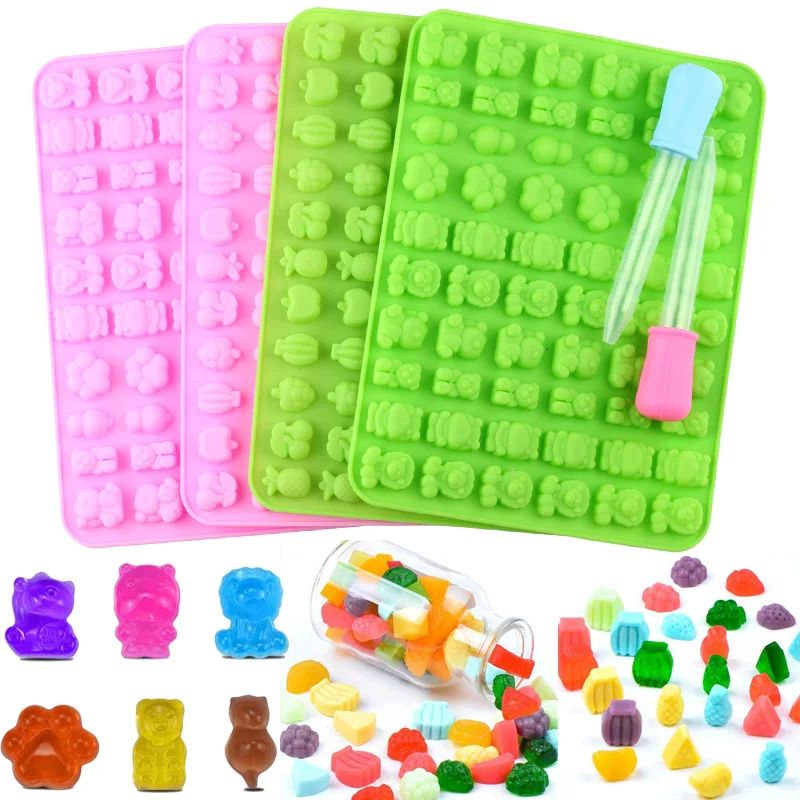 66/60 Cavity Fruit Animals Silicone Gummy Mold Candy Chocolate Jelly Ice Cube Pralines Caramels Molds DIY Cake Decorating Tools