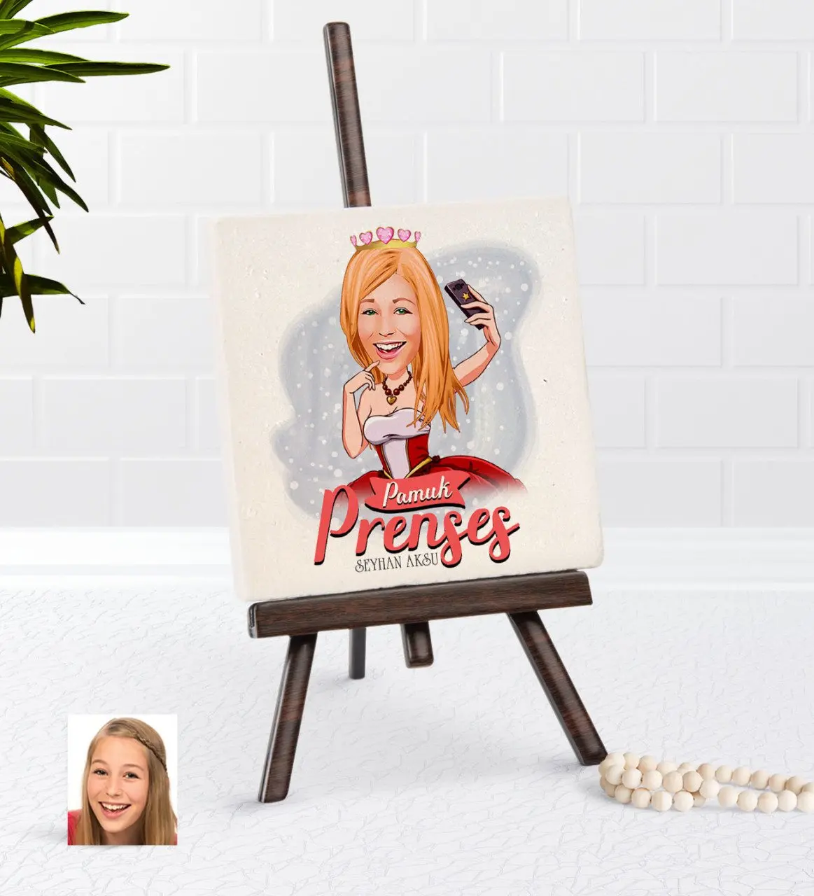 

Personalized Cotton Princess Caricature Of Şovaleli Natural Taş-3