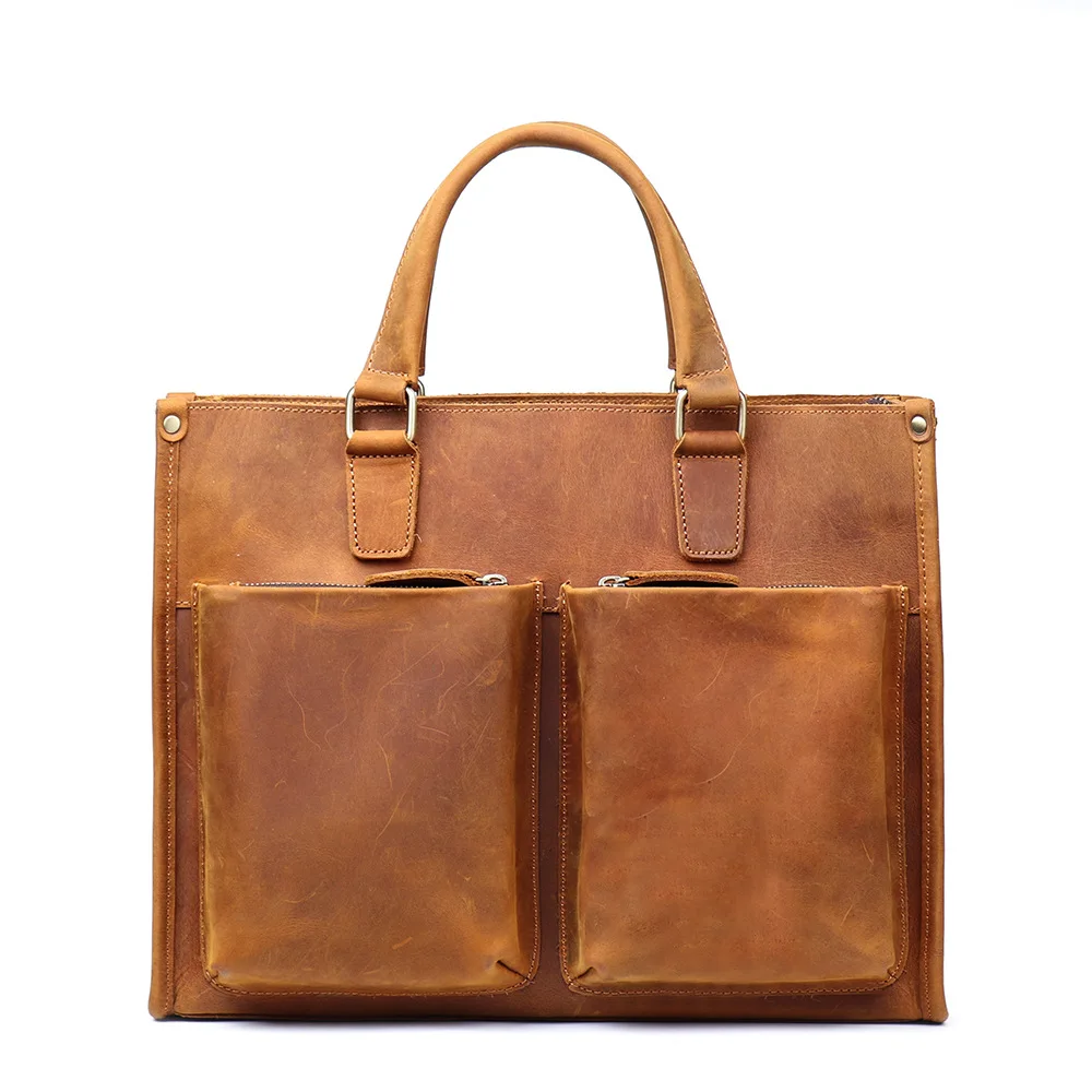 

New Double Layers Men's Leather Business Briefcase Casual Man Shoulder Bag Messenger Bag Male Laptops Handbags Men Travel Bags