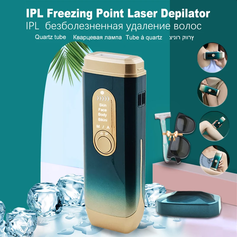 Laser Epilator Hair Remova with Ice Cooling System  Photoepilator Ipl Depilator  999900 Flashes  Home Use Shaving  And Removal