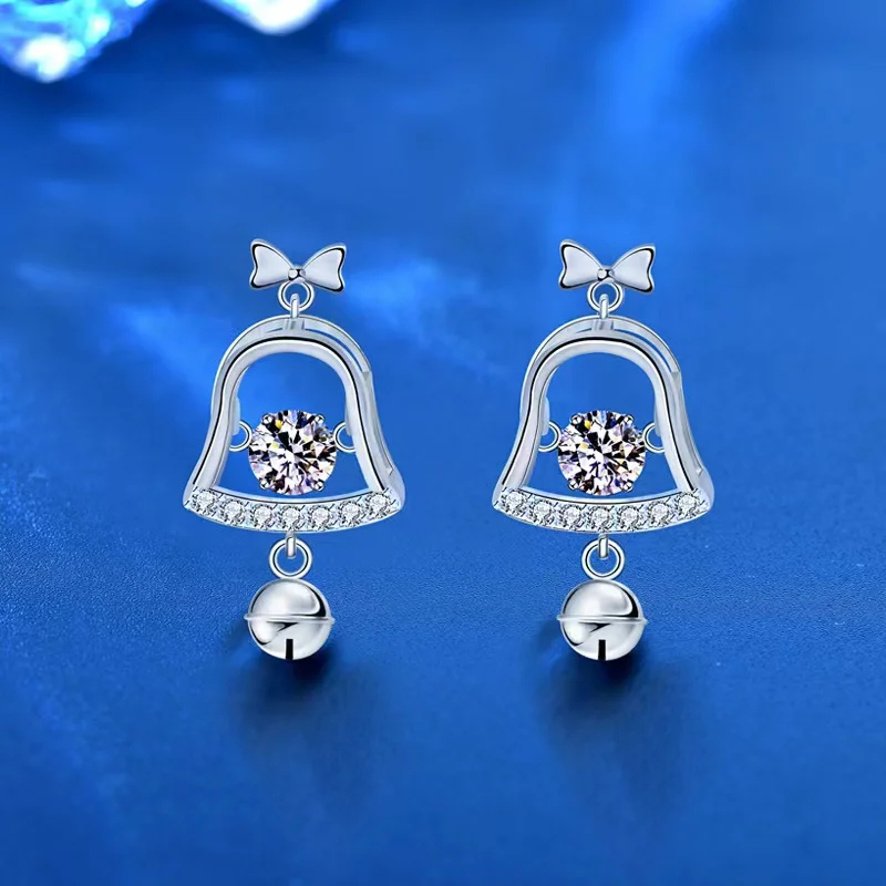 

Trendy S925 Sterling Silver 0.5ct D Color VVS1 Moissanite Bell Drop Earrings Women Jewelry Plated 18k Gold Pass Diamond Tester