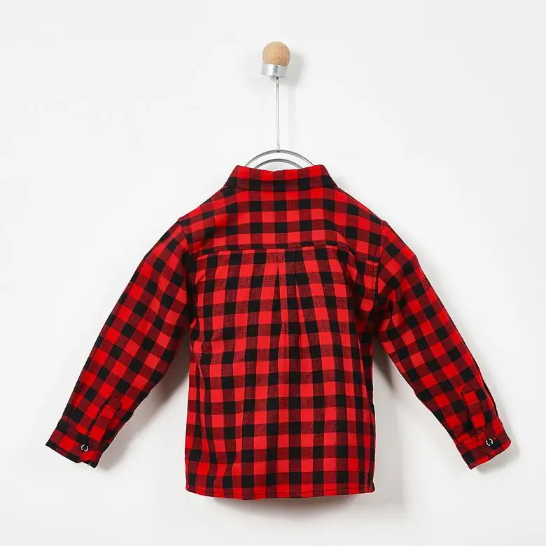 Poncho Red Check Gingam Zipper Shirt Boys Fashion Trend Top