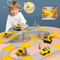 diy assembled race track toy electric slot train rail speed tracks set magic flexible railway racing track car toy gift for kid