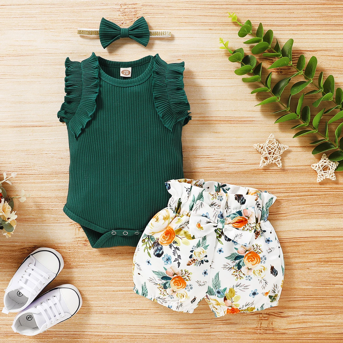 

Newborn Baby Set Infant Girl Clothes 12-18 Months Girls Sleeveless Romper Floral Shorts Pants Summer Toddler Girl Outfits