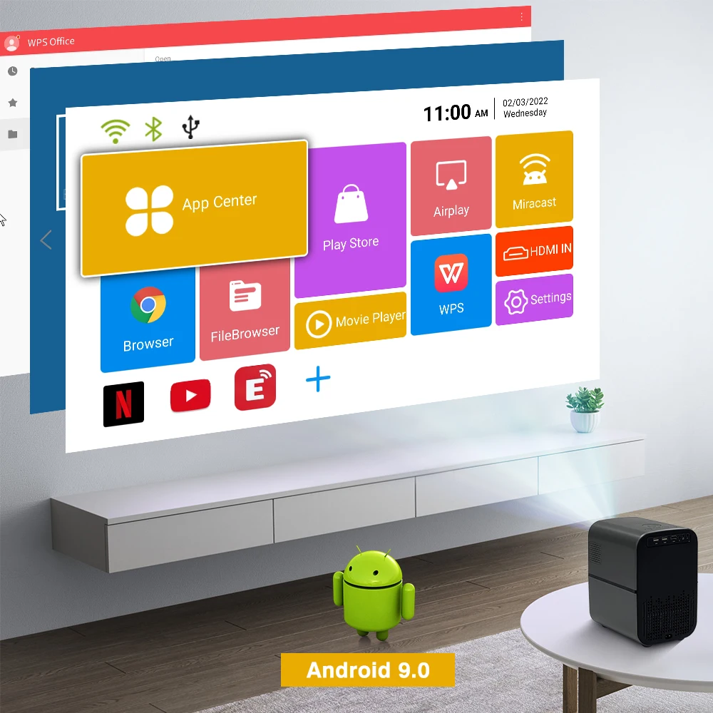 Светодиодный видеопроектор M6A 1080P Android 9.0 портативный проектор для дома Full HD 6000