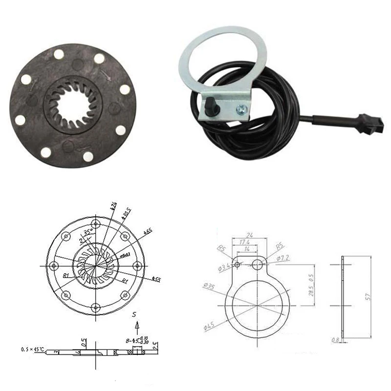 Комплект датчиков для нижнего кронштейна электровелосипеда 8 магнитов PAS (датчик