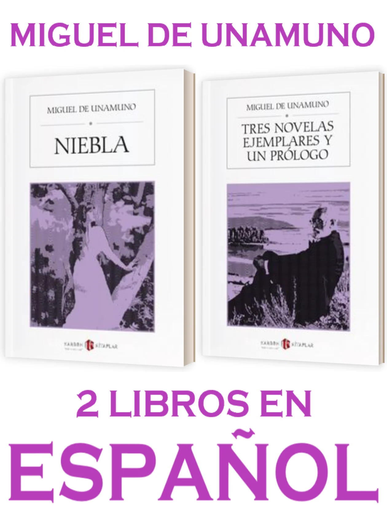 

NIEBLA & TRES NOVELAS EJEMPLARES Y UN PROLOGO of Miguel de Unamuno 2 Spanish Books Philosophical Novel Stories Nice Gift for Spanish Learners or your friends from Spain, Mexico and Latin America