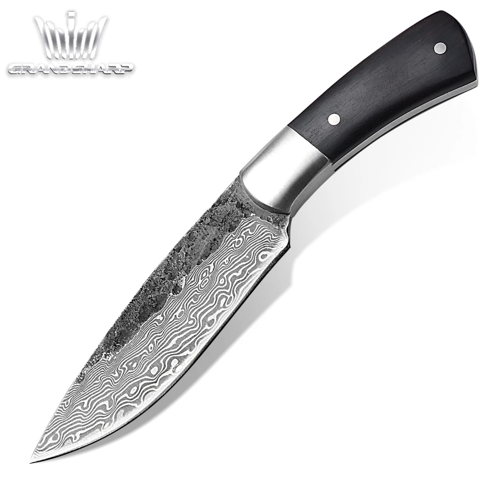 Охотничий нож Grandsharp с прямым лезвием дамасский узор товары для кемпинга на