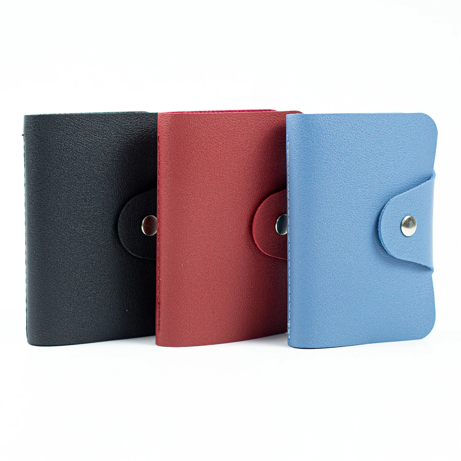 

Premium PU Leather Business Credit Card Holder Wallet With Button Mini Photo Album Binder 28 PVC Pockets