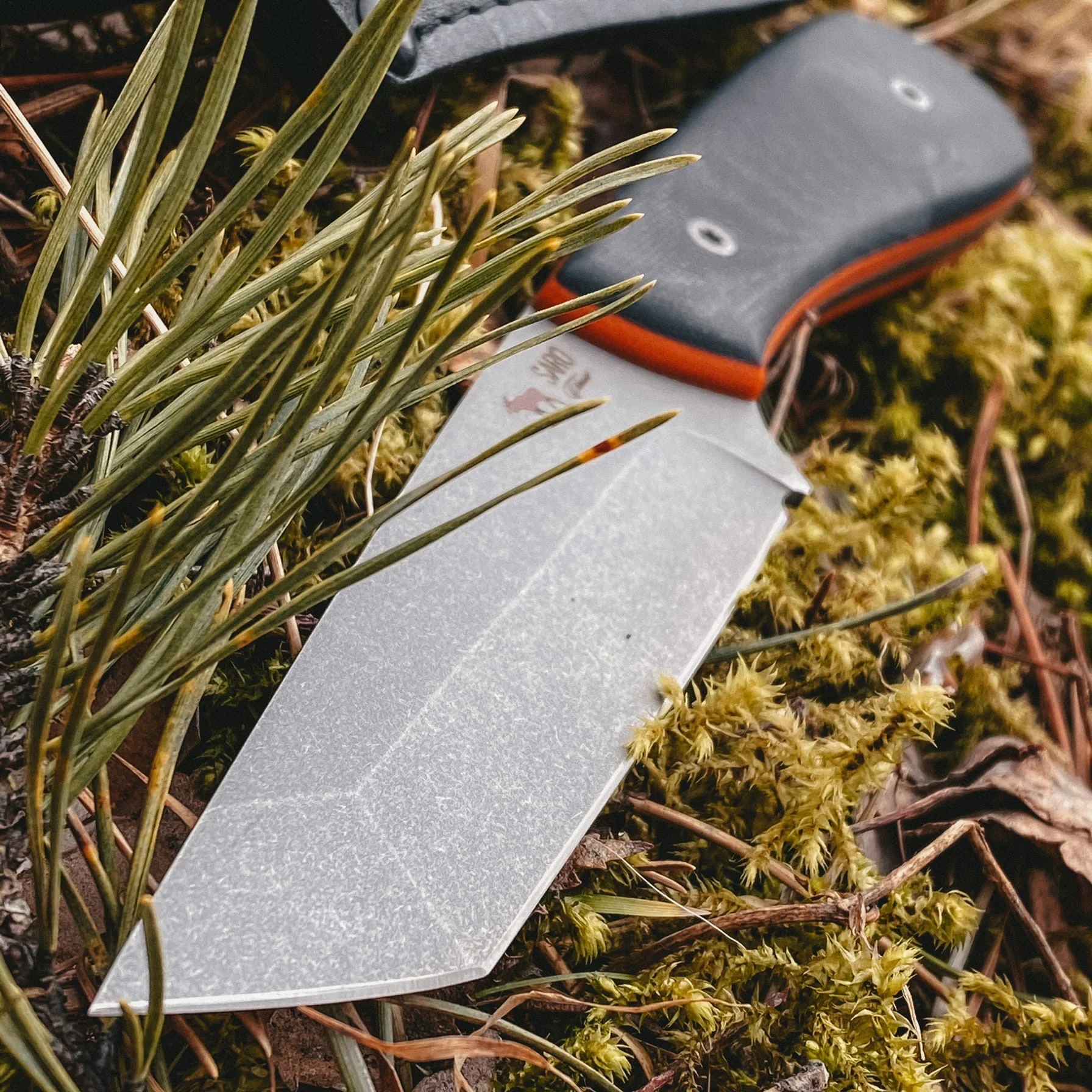 Нож туристический Лис Танто K110 StoneWash G10 SARO (САРО)