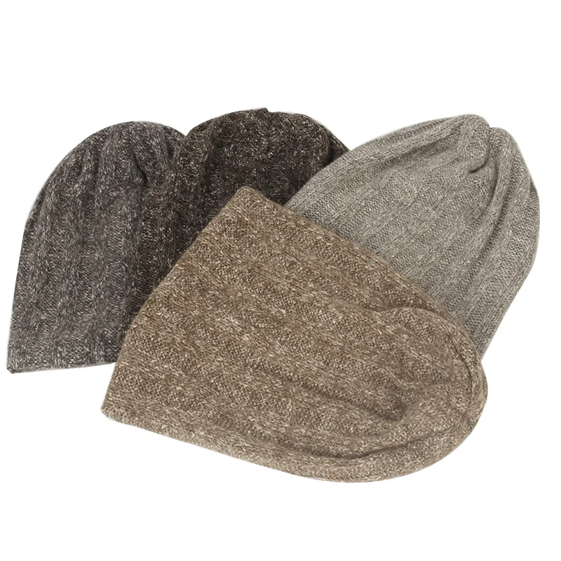 Однотонная Вязаная Шапка-бини в полоску для женщин и мужчин осенне-зимняя новая