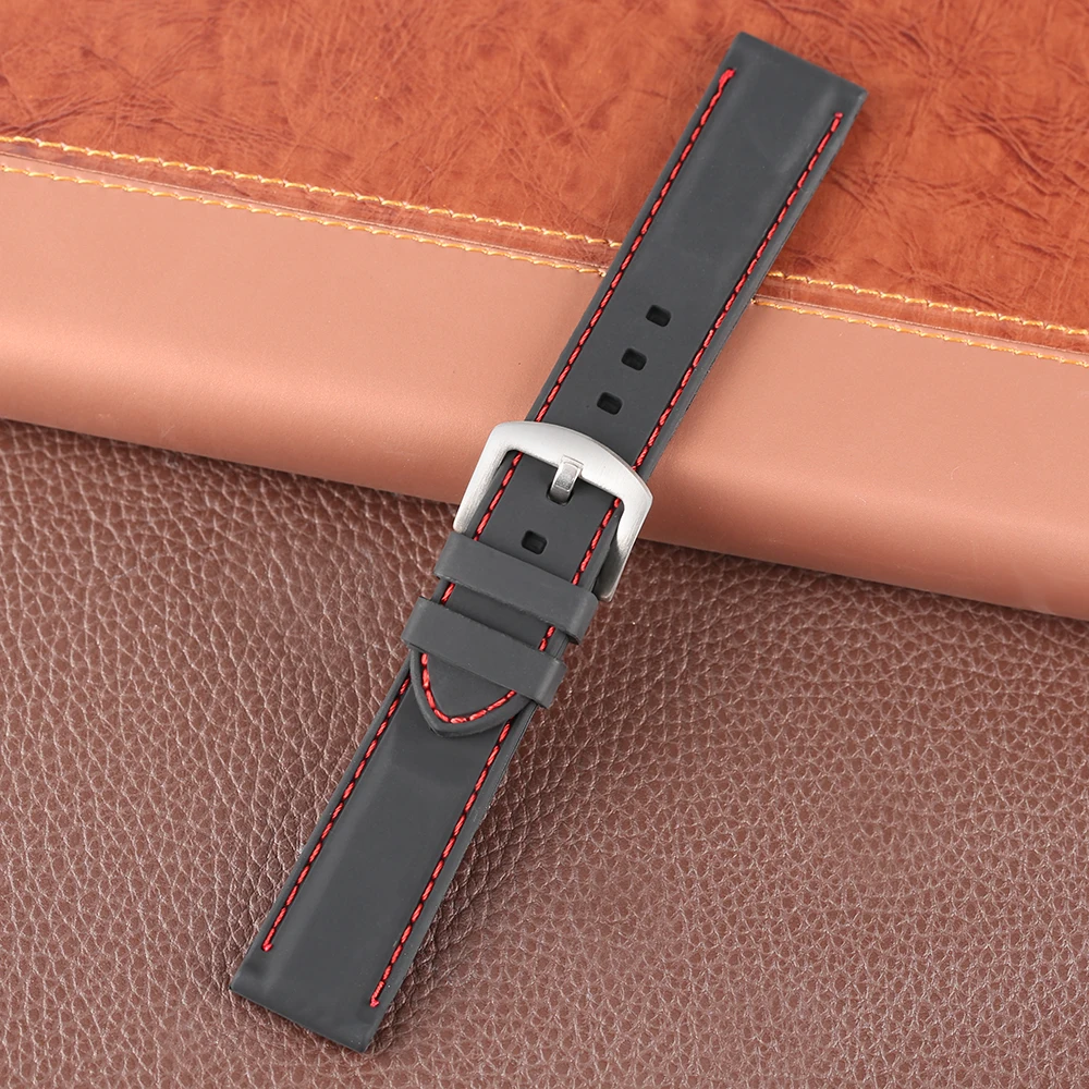 22 мм 24 ремешок Военная Униформа браслет внутренней красной линии сшивание Спорт