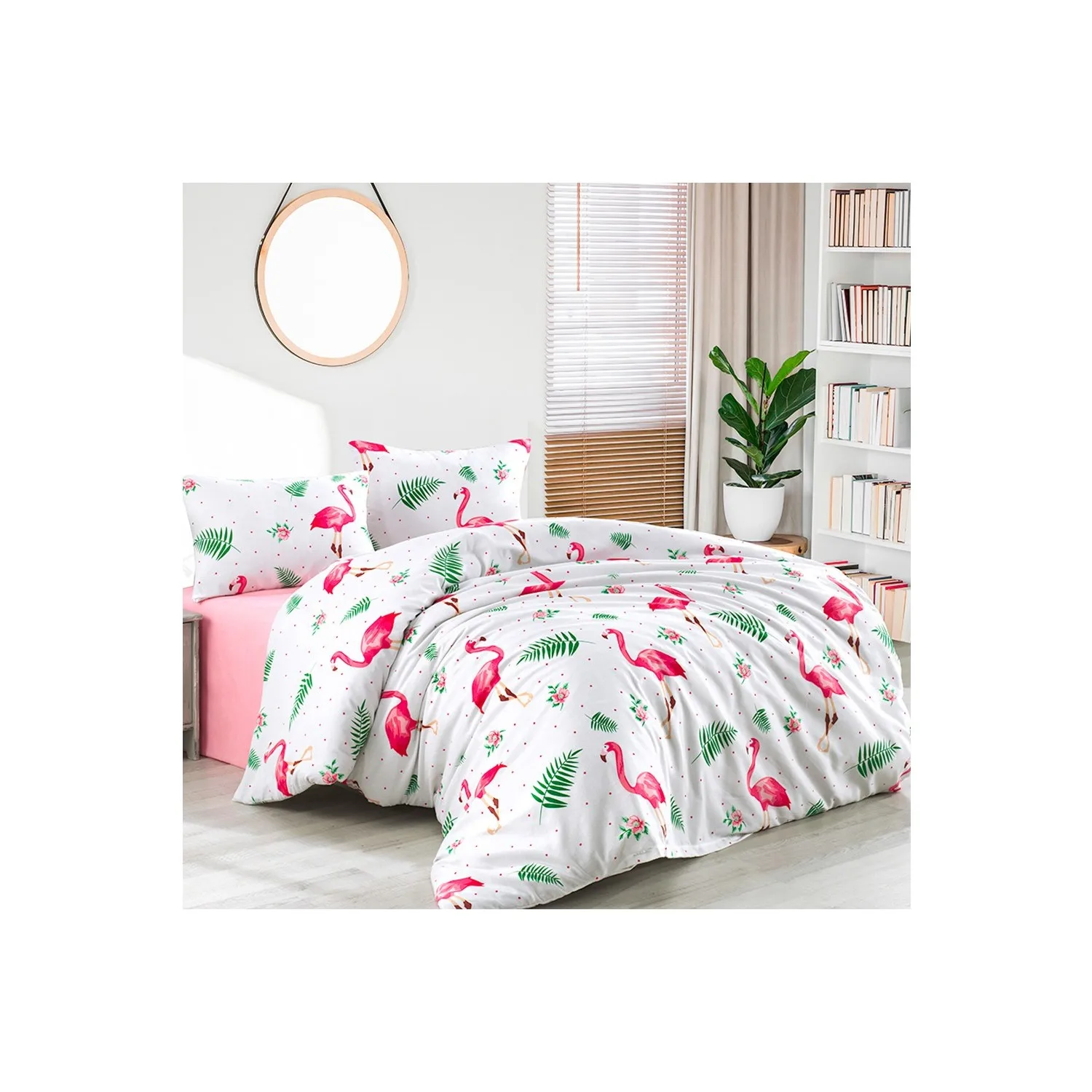 

Flamingo 2 Double Quilt Cover Set And Pillow Case Two Pieces Bedclothes Room Comfort Quality Fabric Ebebeyn Series 65 Cotton 50x70 Cm European Standard