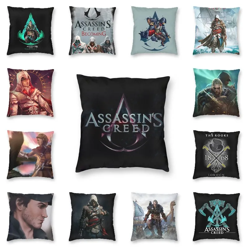 

Наволочка для подушки Assassins Creed 45x45, персонализированная декоративная подушка с 3D принтом для видеоигр, двухсторонняя, для дивана