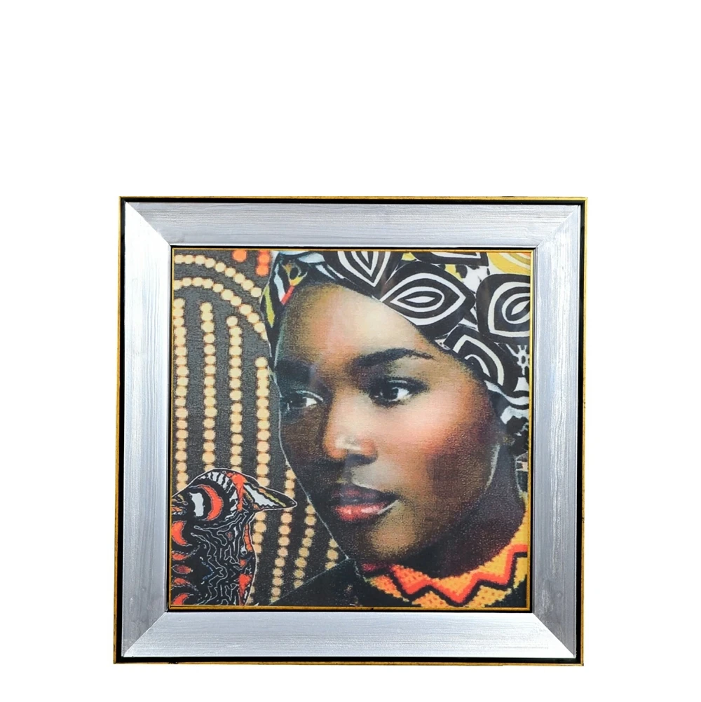 

Canvas Print Painted African Girl with Glass 51 * 51 cm