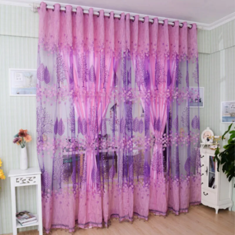 1pc Pink 1/2 шт., 1x2,5 м, Европейский узор пионов, вуаль, занавески, тюль, отвесные подзоры, домашний декор, фиолетовые/розовые/кофейные шторы - Цвет: 1pc Pink