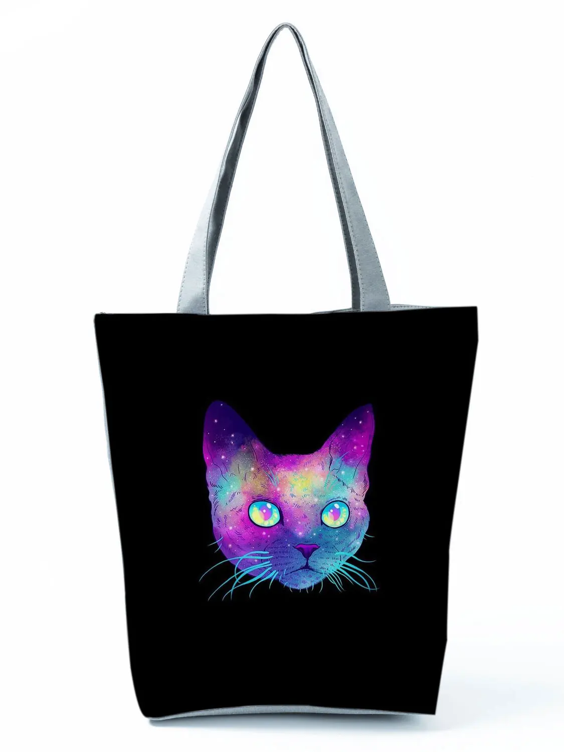 

Symphony Cat Print Black Handbags for Women Cool Fashion Shoulder Bag High Capacity Shopping Bag Portable Eco Friendly Beach Bag