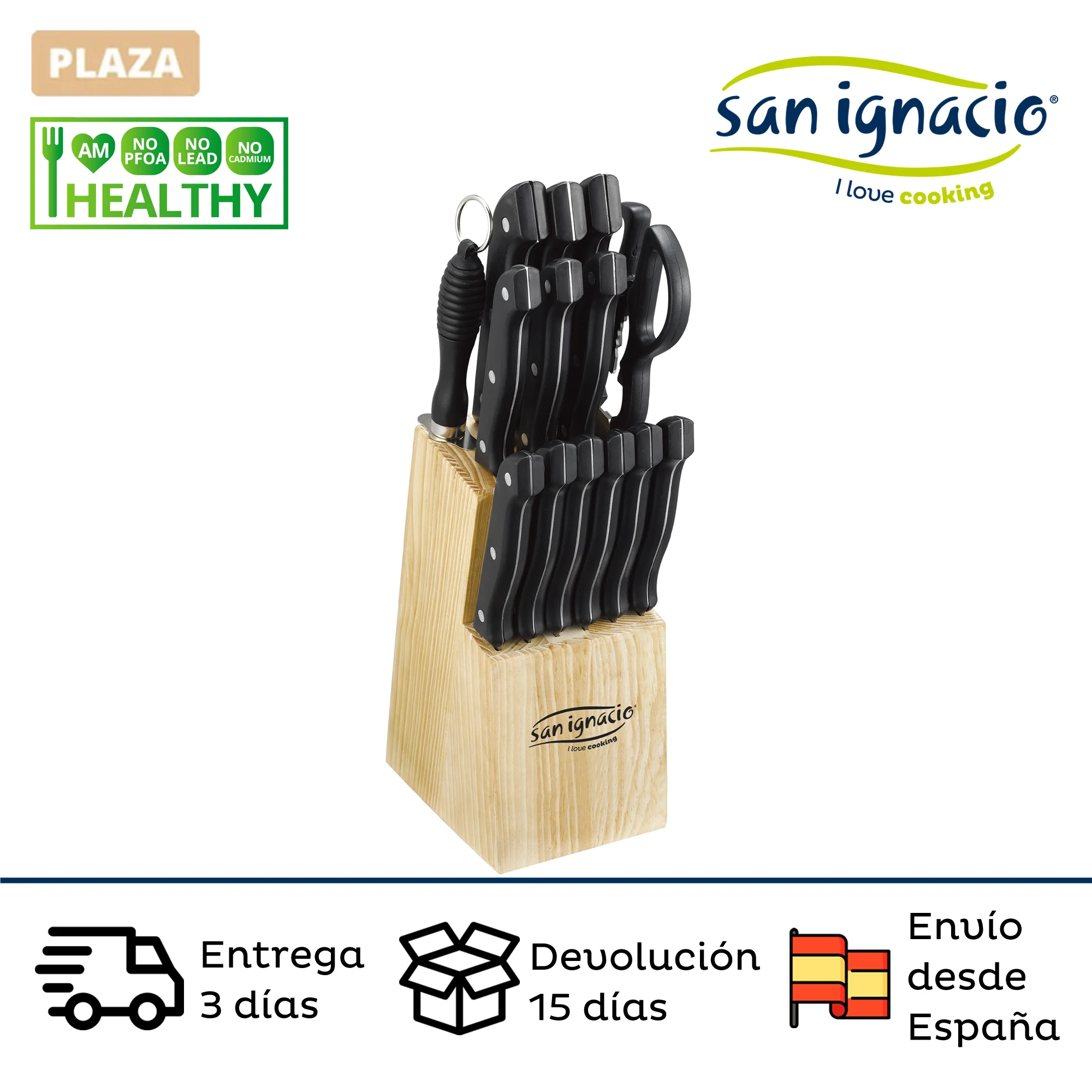 Set of 15 SAN IGNACIO Tenessy kitchen knives made of stainless steel
