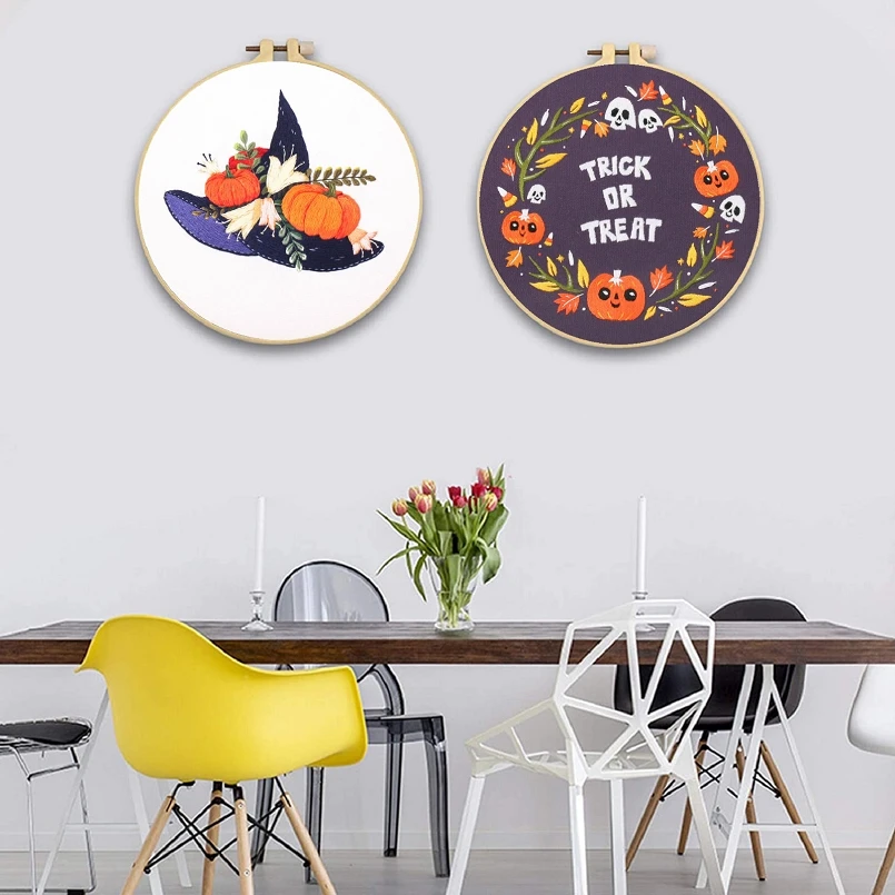

Full Range Embroidery Starter Kit, Halloween Embroidery Kits for Beginners, Embroidery Decoration, English Instructions (C)
