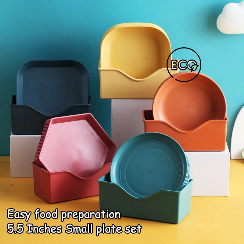 Набор тарелок с основанием комплект из 5 квадратных круглых салатных мисок