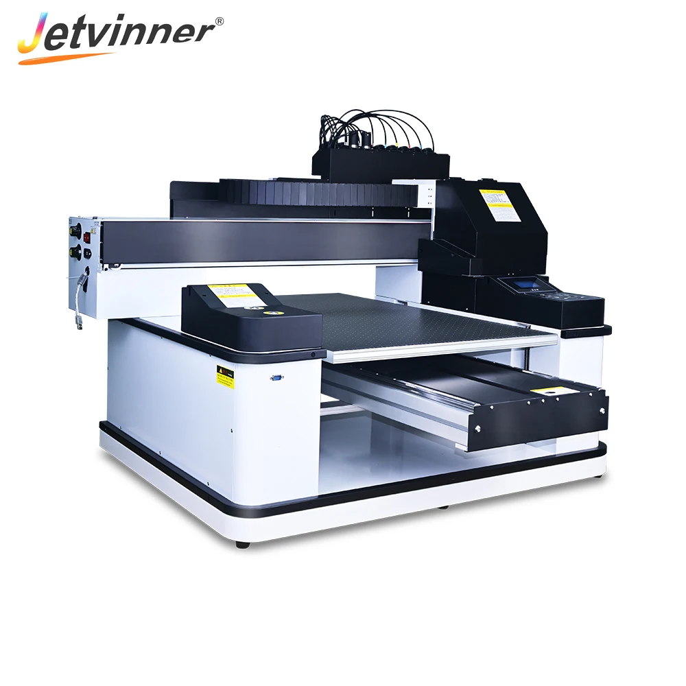 Jetvinner Automatic A1 Flatbed UV Printer 60*90 cm Print Size With 3 Print Head For Phone Case Cylinder Acrylic Fast Print Speed