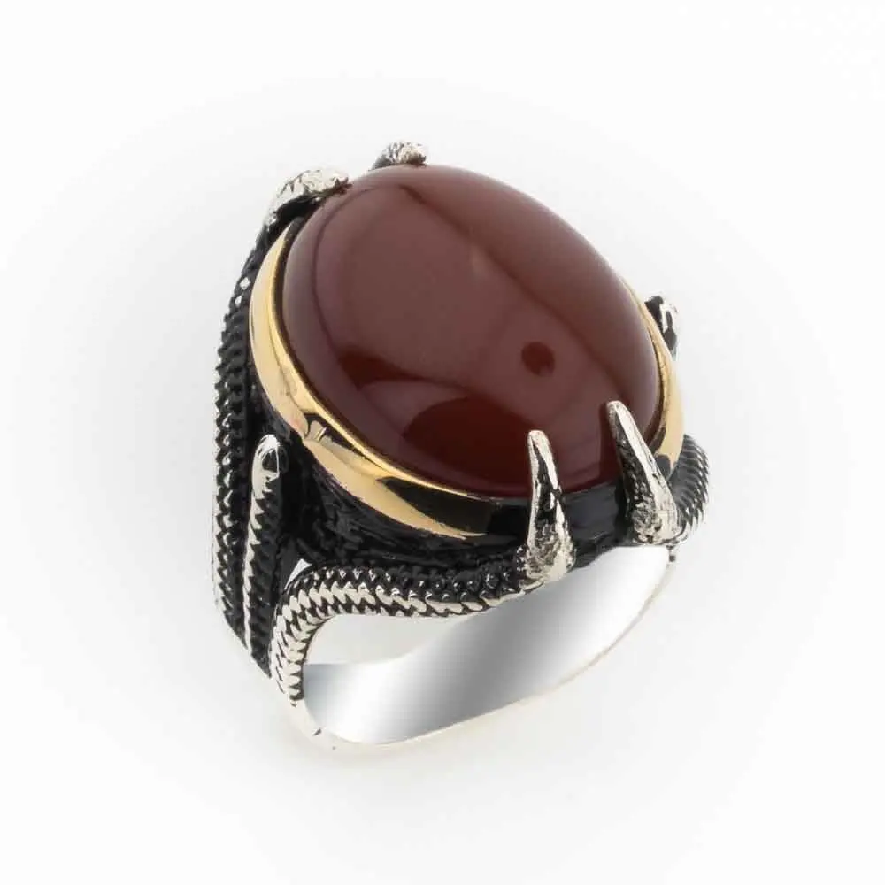 Мужское серебряное кольцо с агатовым камнем | Украшения и аксессуары