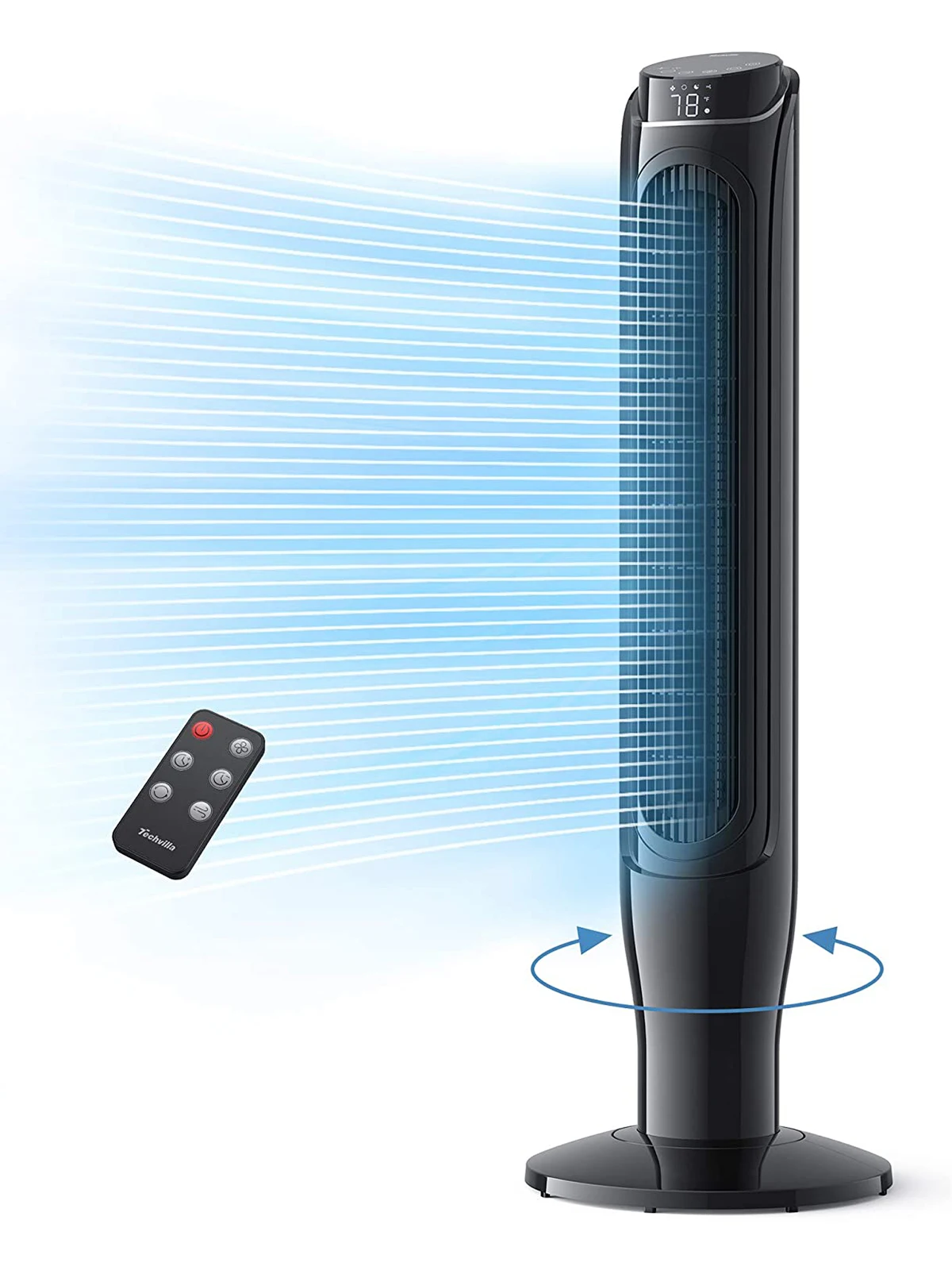 

Tower Fan 360°Oscillating Fan with Remote Control, 40" Quiet Cooling Fan, 3 Modes and 3 Speeds Setting with LED Displa