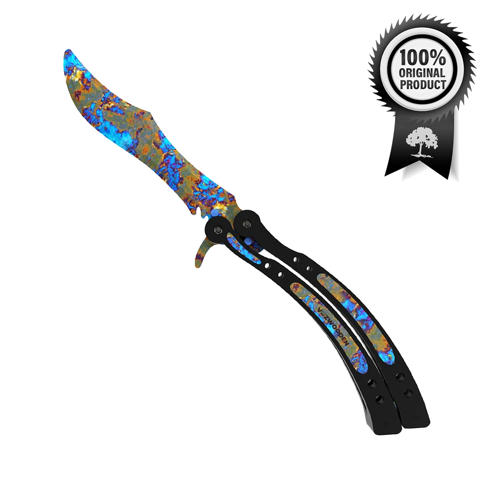 Деревянный детский игрушечный нож Бабочка (butterfly knife) Поверхностная Закалка