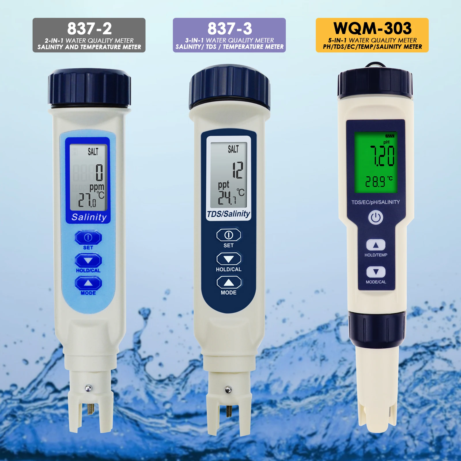

Pentype Multi-Parameter PH / TDS / Salinity / Temperature / TDS / EC Tester Water Quality Meter ATC Household Industrial Lab