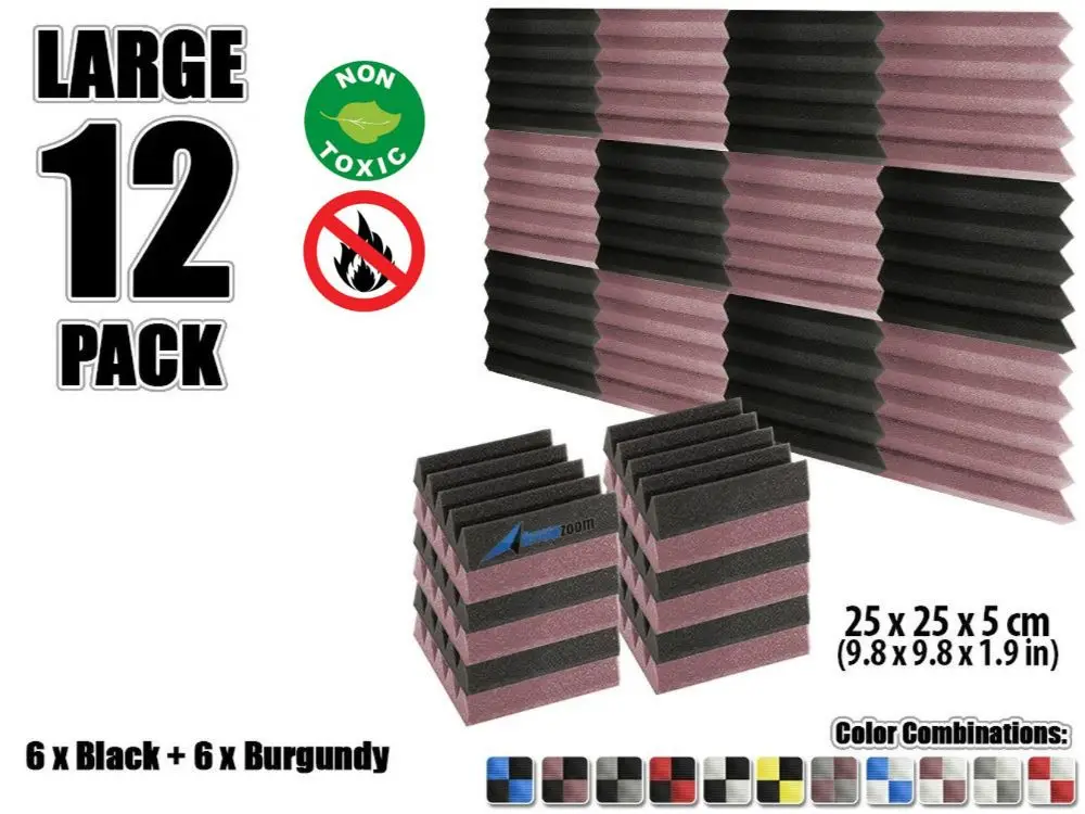 Black and Purple Arrowzoom 12 шт. 9," x 9,8" x 1," Цветная комбинация клиновая плитка студия Звукопоглощающая Панель акустическая обработка пены - Цвет: Black and Purple