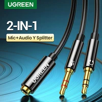ugreen splitter headphone for computer 3 5mm female to 2 male 3 5mm mic audio y splitter cable headset to pc adapter