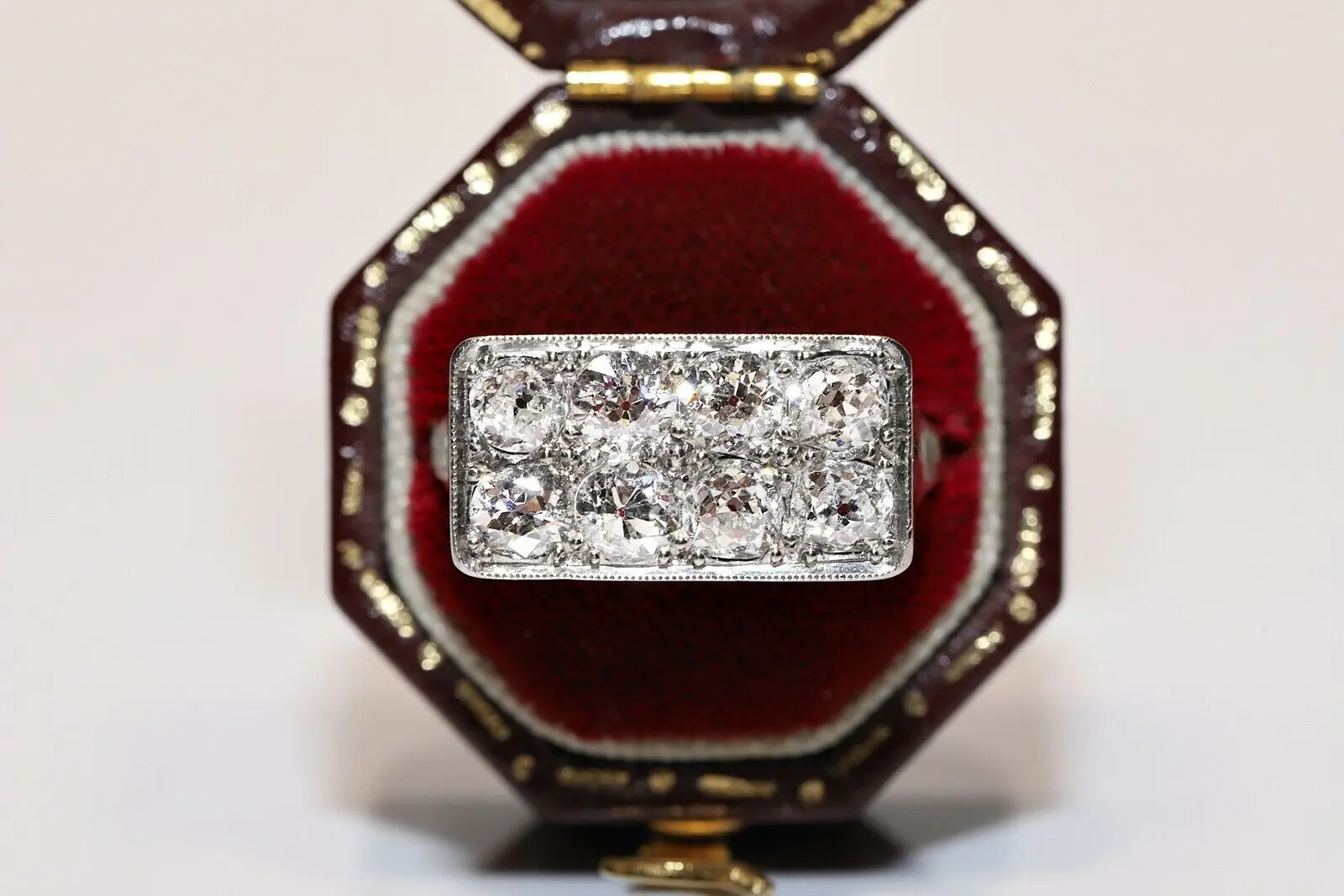 

ANTIQUE ORIGINAL ARTDECO 14K GOLD NATURAL DIAMOND DECORATED STRONG RING