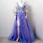 Длинное платье, вечерние платья с разрезом, Цветочное платье, женское платье, фиолетовое бальное платье